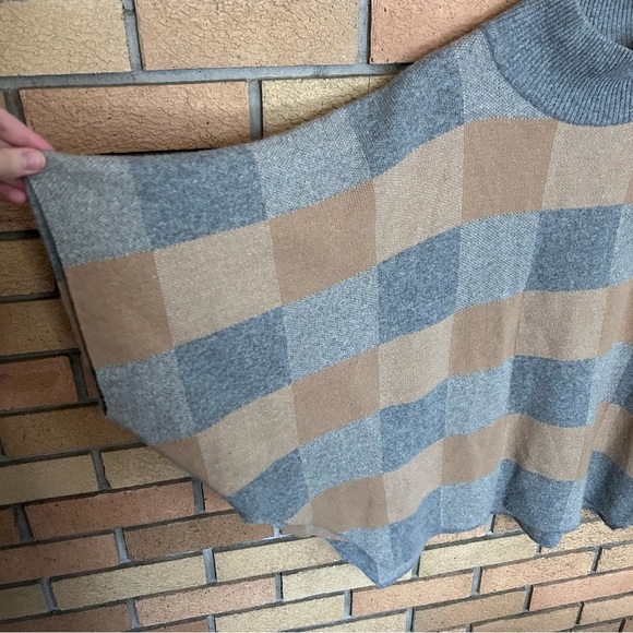 Note di Anita Plaid Checkered Wool & Cashmere Blend Poncho Sweater One Size - Picture 5 of 5
